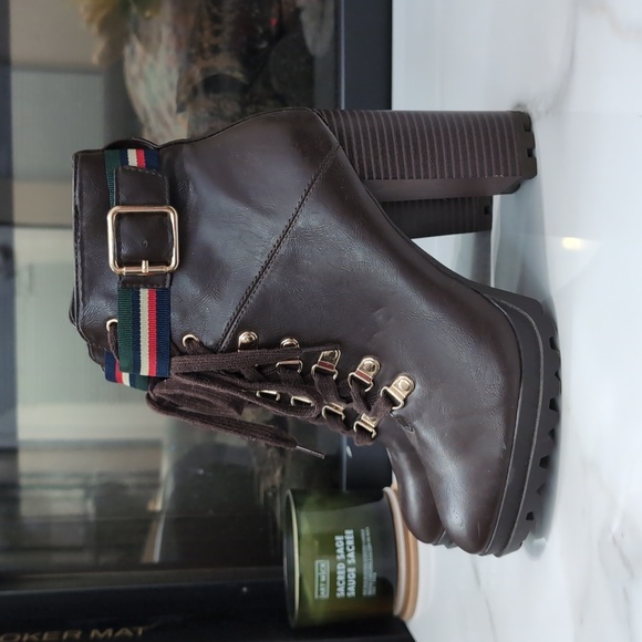 JustFab Deep Brown High Heeled Boots - Picture 3 of 7